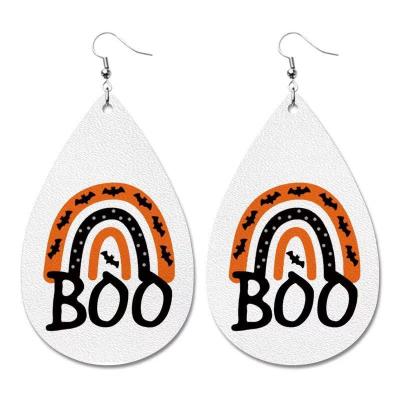 China TRENDY Halloween Collection Spider Pumpkin Glitter PU Leather Earrings for sale