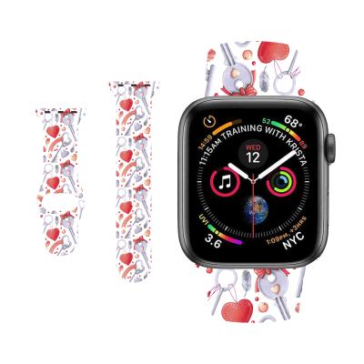 China Fanshion 45mm 38mm 40mm 41mm 42mm 44mm Customized Soft Printed Sport Silicone Watch Strap Rubber Bands For Apple Iwatch Se 6 5 7 4 for sale