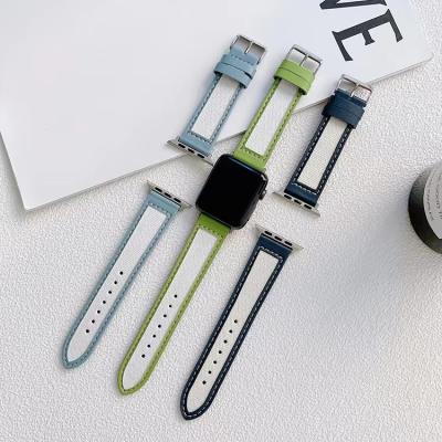 China Fanshion Genuine Leather Strap for Apple Watch Band with Knitted Nylon Watchband for iWatch Series 7 for sale