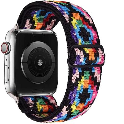 China New Styles Fanshion Tie Dye Soft Nylon Elastic Watch Band For Apple Watch 6 Strap for sale