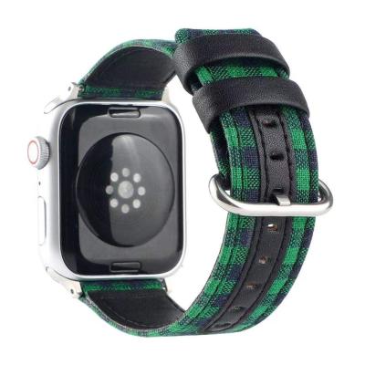 China Fanshion Buffalo Plaid Strap For Apple Watch Bands Leather 38mm 44mm 40mm 42mm Replacement Genuine Leather Bands For Iwatch Bands for sale