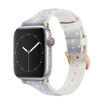 China Fanshion Bling Replacement Band High Quality Slim Genuine Leather Strap For iWatch Series Se 6 5 4 3 2 1 for sale