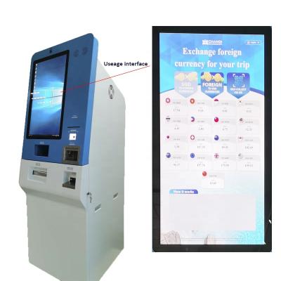 China Airport Self Service Currency Exchange Machine with Touch Screen Passport Scanner Cash Payment Ticketing Bill Payment for sale