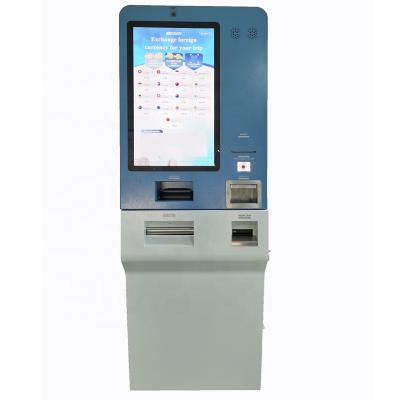 China Airport Self Service Touch Screen Free Standing Cash And Coin Payment Currency Exchange Kiosk for sale