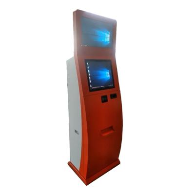 China HZ013 Leisure Center Double Screen POS Card Dispensing Kiosk With Cash Payment NFC Reader Receipt Printing Function for sale