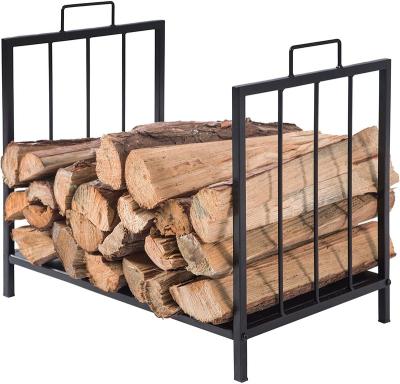 China Modern Firewood Rack, Wooden Log or Kindling Rack, Metal Fireplace Organizer, Black for sale