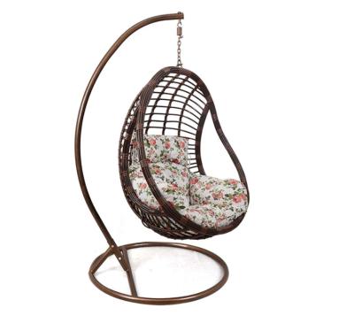 China Cheap Outdoor Weather Furniture Outdoor Garden Brown Egg Wicker Hammock Hanging Chair For Sale for sale