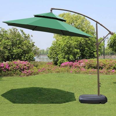 China Garden Decoration Eccentric 2.7M Cantilever Terrace Hanging Double Top Umbrella Garden Umbrella Outdoor Market Umbrella for sale