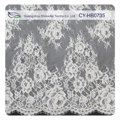 China Heavy Corded Eyelash Wedding Dress Lace Fabric , Eco-Friendly for sale