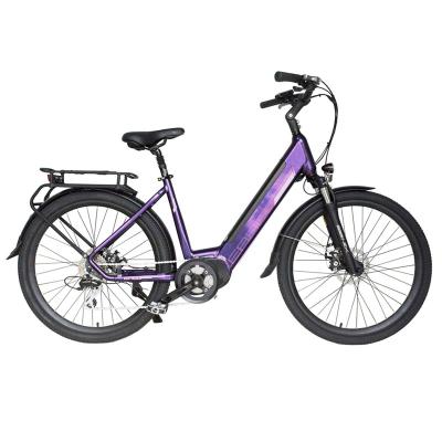 China 26 Inch Purple City Female Retro Stepping City Electric Bike Fashion Electric Bike Manufacturer for sale