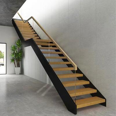 China Modern Interior House Stairs Treads Metal Railing Floating Wood Staircase Design From China Modern Manufacturer for sale