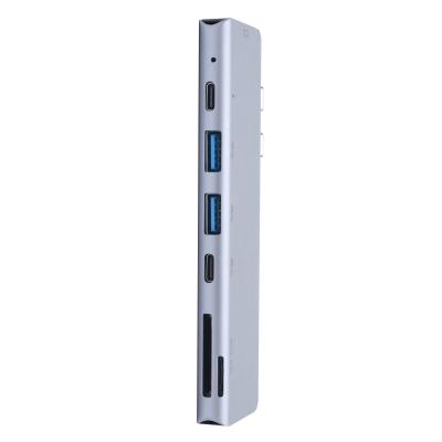 China Fashion TC14 Multifunctional 7 in 1 Dock Dual USB Type C Hub Adapter with HD/2 USB 3.0/TF/Memory Card/Type-C/PD 87W TC14 for sale