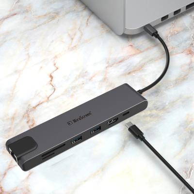 China USB Type C Hub Dock For Macbook Pro Air OTG USB3 0 HDMI Hub Compatible Adapter OEM Status Customer Card Silver Color Data Weight TC25 for sale