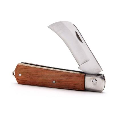 China Hot Selling Supplier 3Cr13 Sharp Environmental Wooden Electrician's Knife 190mm Wholesale for sale