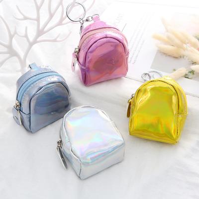 China Fashoion Wholesale Custom Backpack Styling Coin Purse Laser PU Child Money Holds Key Chain Coin Storage Bag for sale