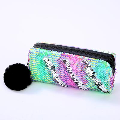 China Schools & 2020 Offices Student Pencil Case Color Pencil Case Large Capacity Pencil Case High Quality Sequin for sale