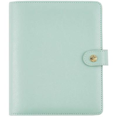 China Custom Printing Mint Green Daily Professional Planner Journal Notebook Cover Leather Notebook with Ring Binder for sale