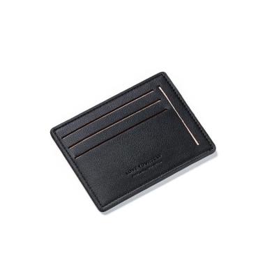 China Durable leather card holder with silver magnetic clip leather case with credit card pocket with deboss logo for sale