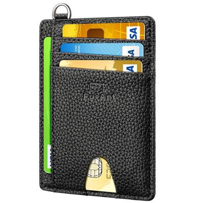 China Durable genuine leather name wallet card holder with custom deboss logo for sale