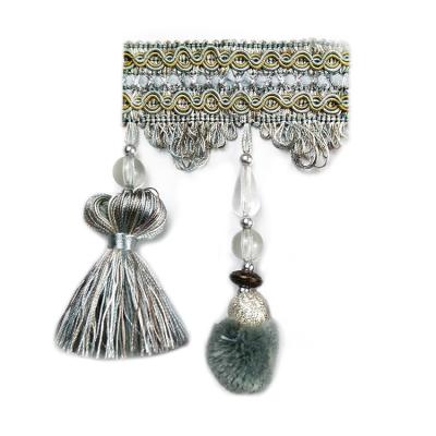 China Perfect Tassel Fringe Make You Own Pom Pom Fringe Trim Glass Bead Tassels for sale