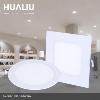 China High Brightness Manufacturer Recessed Indoor Lighting School Commercial Deft Home 3w 4w 6w 9w 12w 15w 18w 20w 24w Slim Led Panel Light for sale