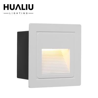 China Reasonable Price 3w Foot Wall Corner Hallway Corridor Stair Step Light Indoor Outdoor Modern Black White Aluminum Enclosed Light for sale