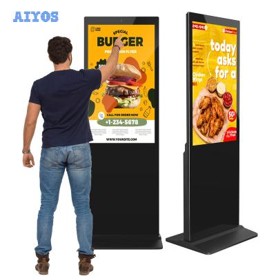 China Pro 4K High Brightness 55 Inch Indoor 800nits 4GB 5G WIFI Android 11 Floor Standing Advertising Players Advertising Kiosks for sale