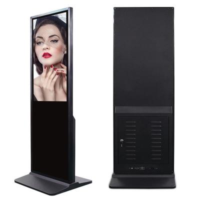 China Indoor Aiyos 43 Inch Android LCD Touch Screen Totem Floor Stand Super Slim Digital Signage for sale