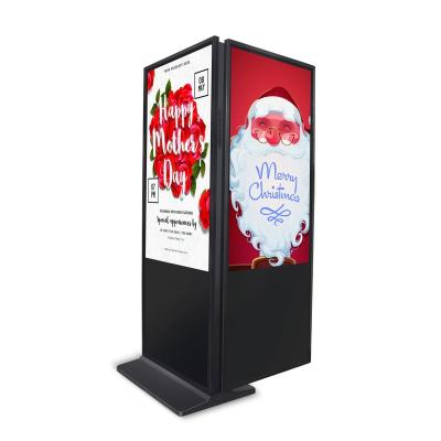 China 55 Inch Indoor Aiyos Double Sided Advertising Screen Digital Signage Totem for sale