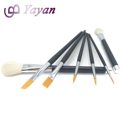 China Acrylic Watercolor Gouache 7Pcs Round Blending Goat Broom Synthetic Flat Paint Cake Decorating Painting Brush Tools for sale