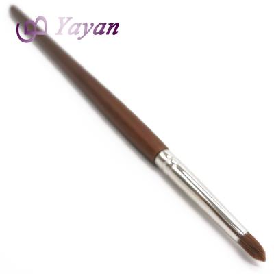 China High End Makeup Brush Ferrule Brown Wood Handle Brass Eye Shading Brush for sale