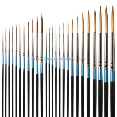 China Watercolor Gouache Acrylic Oil Paint Round 14PCS Wooden Artist Brushes Set Synthetic Nylon Hair Handle Watercolor Detail Set Bristles for sale