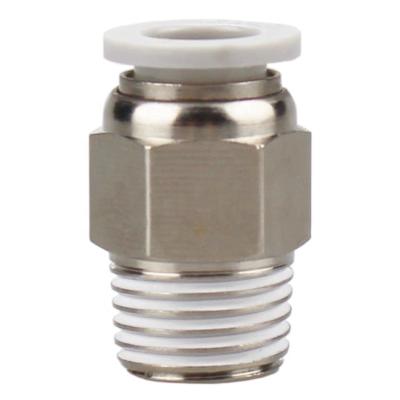 China Material of Construction Shops Straight Brass Nickel Plated Pneumatic Fitting 1/8 1/4 1/2 Thread Fittings PC One Quick Connector Metal Brass Pneumatic Touch for sale