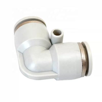 China PV 2 Way L Type Compressed Air Source Hose Connector Pneumatic 90 Degree Elbow Fitting Plastic Construction Material for sale