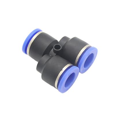 China Building Material Shops 3 Types Pneumatic Fitting Plastic Air Hoses Quick Fit Common Push-in Way Y Hose Fitting for sale