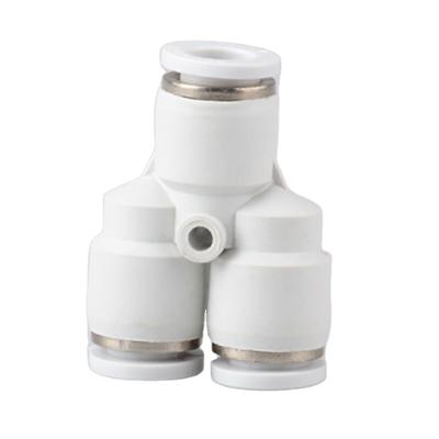 China Building Material Shops 3 Types Y Way Plastic Pneumatic Fitting Push In Quick Fitting Air Duct Connector for sale