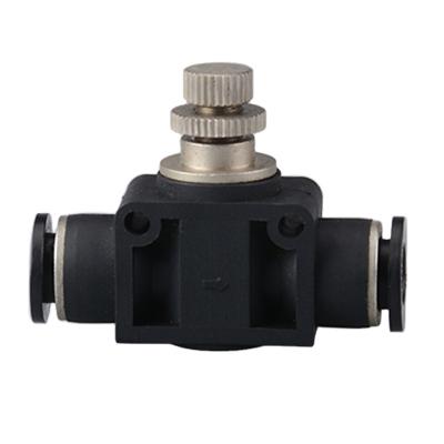 China Plastic+brass SA Plastic Pneumatic Speed ​​Control Valve Air Hose Fit Push In Quick Fit Connect Plastic Pneumatic Throttle Valve Fitting for sale