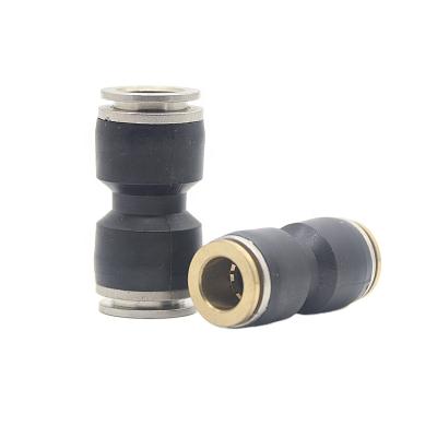 China Plastic+brass Fittings Metal Button One Touch PU Pneumatic Pressing In Fitting Pneumatic Hose Fitting for sale