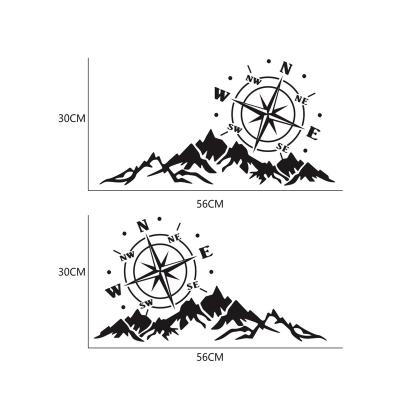 China Waterproof+Eco-friendly Mountain Adventurers Car Sticker Compass Graphics DIY Camper Truck Decoration RV Door Waist Hood Vinyl Accessories for sale