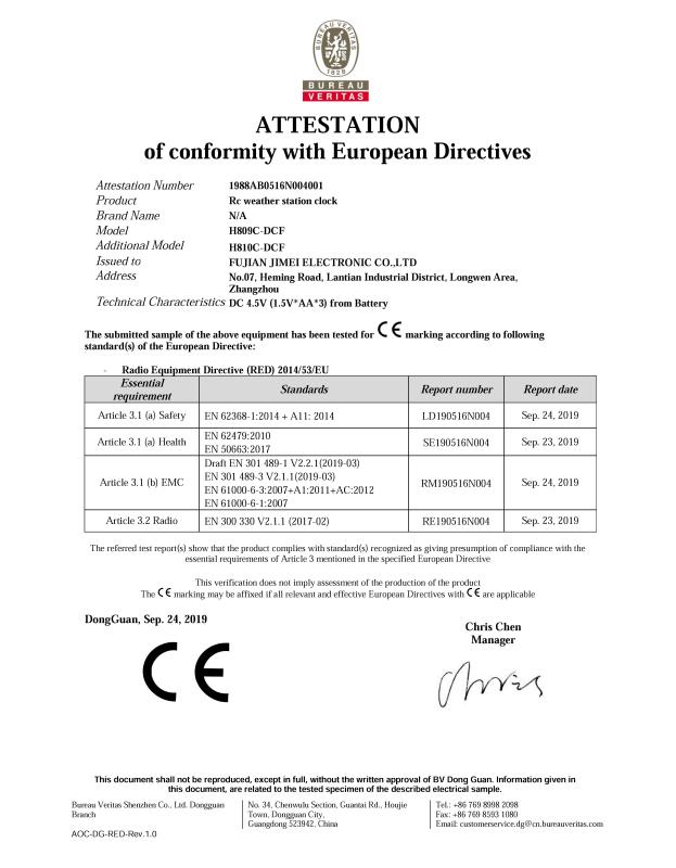 CE - Fujian Jimei Electronic Co., Ltd.