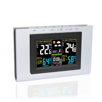 China Calendars H127G-color RF Weather Station Temperature Humidity Color Screen Indoor Outdoor Wireless Weather Forecast Clock for sale