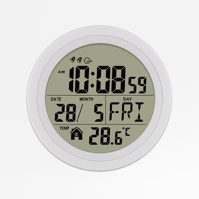 China Class H176 Circular Digital LCD Display Wall Clock Desk Standing Alarm Clock Bedroom Digital Clock for sale