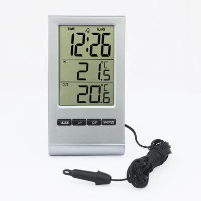 China H207B Calendars LCD Wired Thermometer LCD Digital Indoor Outdoor Alarm Clock In Office for sale