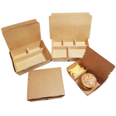 China Recycled Materials Container Kraft Paper Cookie Custom Printed Disposable Lunch Boxes Sushi Salad Camping for sale