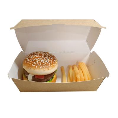 China Mini Recycled Materials / Customize Corrugated Size Custom Printed Hamburger Box Food / Kraft Hamburger Takeout Box for sale