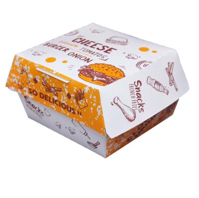 China Disposable Disposable Hamburger Fancy Box Corrugated/White Card Take Out Hamburger Burger Packing Box for sale