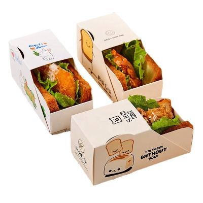 China Commercial Disposable Chain Sandwich Toast Supply Boxes Customize Food Paper Sandwich Packaging Box for sale