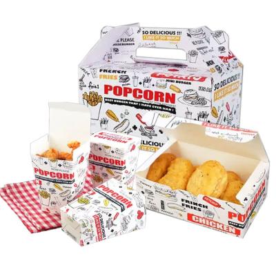 China Recycled Materials Custom Printed Wholesale Fried Chicken Box Fast Food Lunch Paper Bag Takeout Cardboard for sale