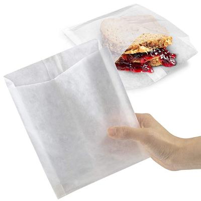 China Wax Paper Disposable Wet Sandwich Bags Food Grade Grease Cookie Food Resistant White Translucent Paper Bag for sale