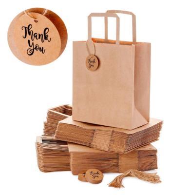 China Naiya Brown Medium Biodegradable Kraft Paper Shopping Bags Bulk With Handle And Thank You Tag For Retail for sale